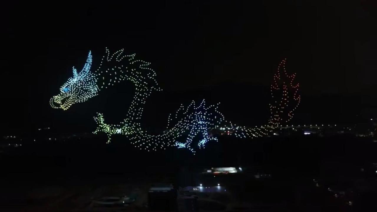 Chinese new year drone dragon